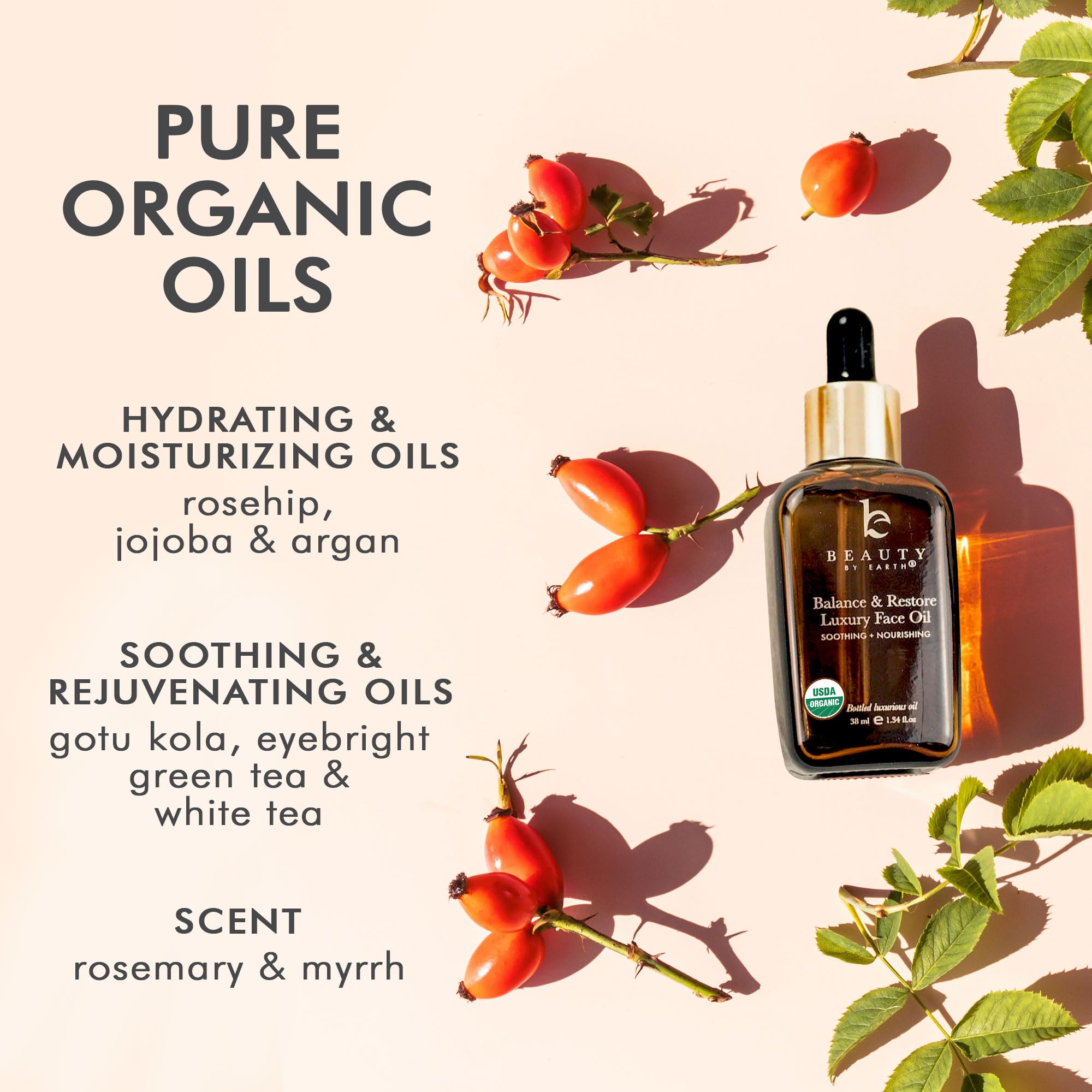 Beauty by Earth USDA Organic Face Oil - USA Made for Acne-Prone & Oily Skin