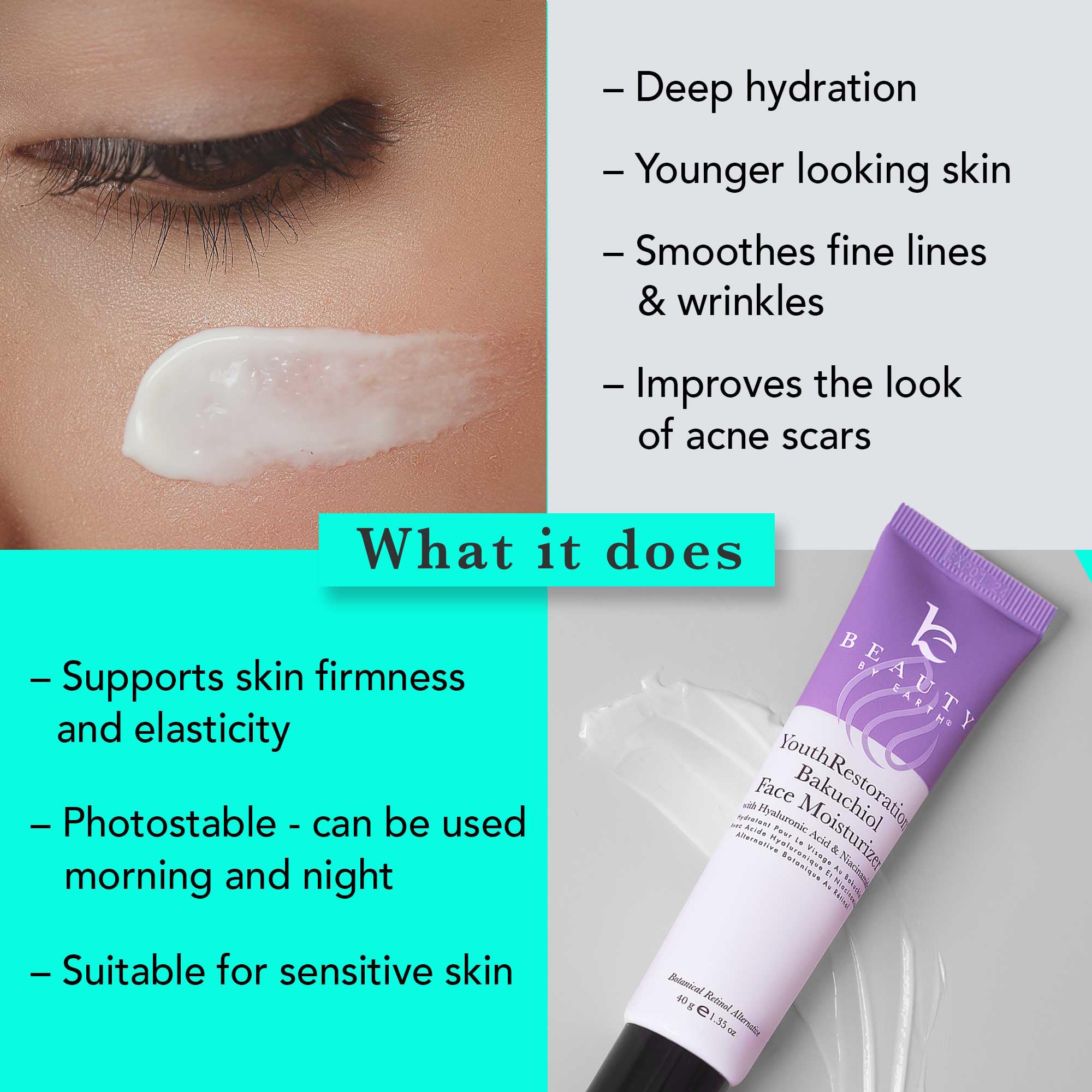 Beauty by Earth Anti Aging Face Moisturizer with Bakuchiol – USA Made