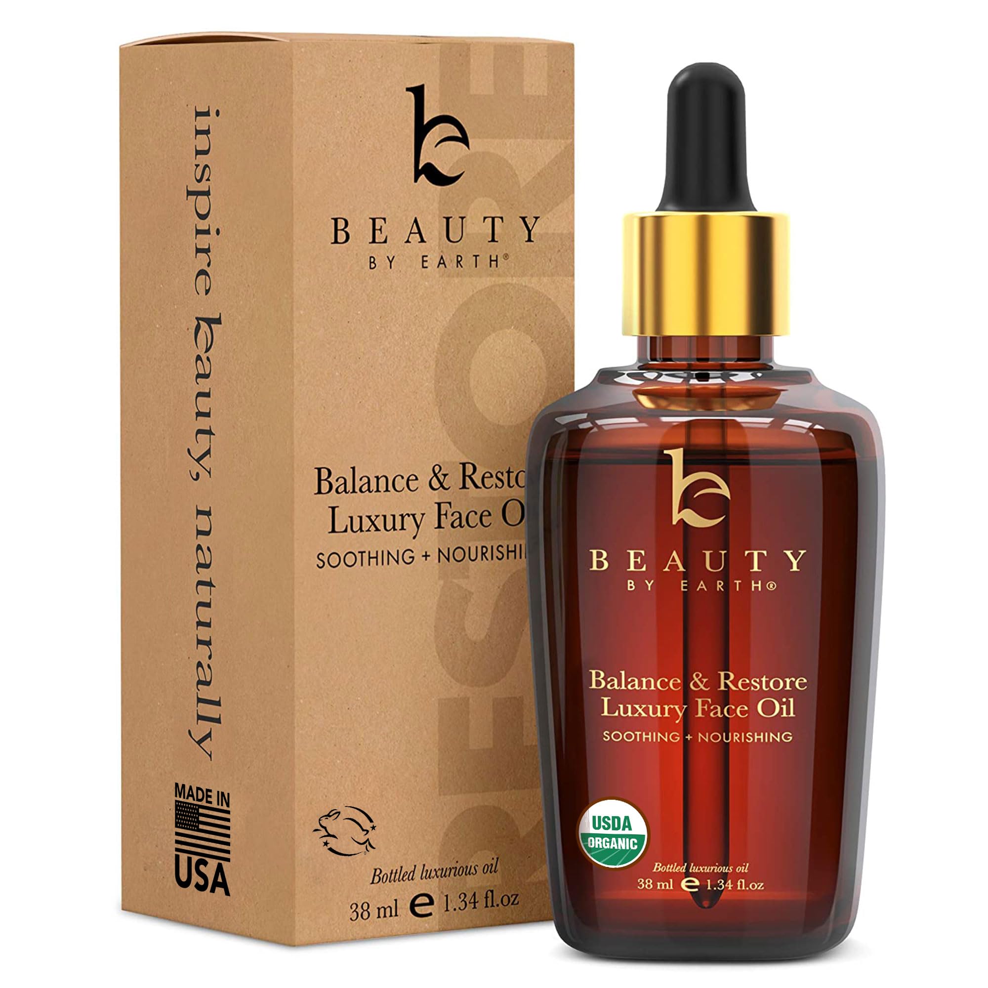 Beauty by Earth USDA Organic Face Oil - USA Made for Acne-Prone & Oily Skin