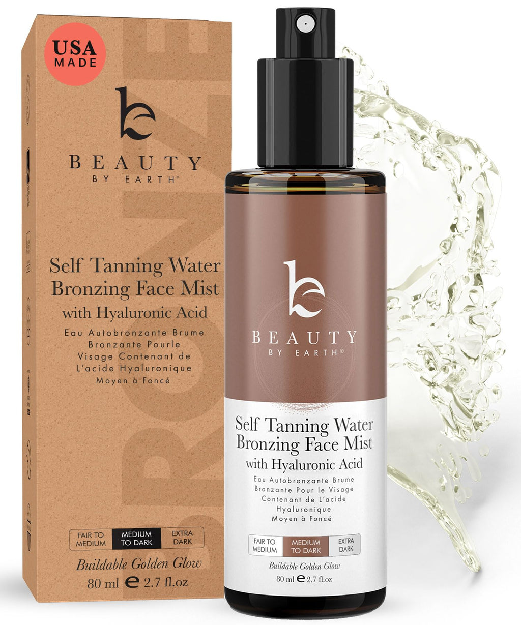 Beauty by Earth Bronzing Face Tanner Spray Mist – Sunless Face Tanning Water (USA Made, Natural & Organic)