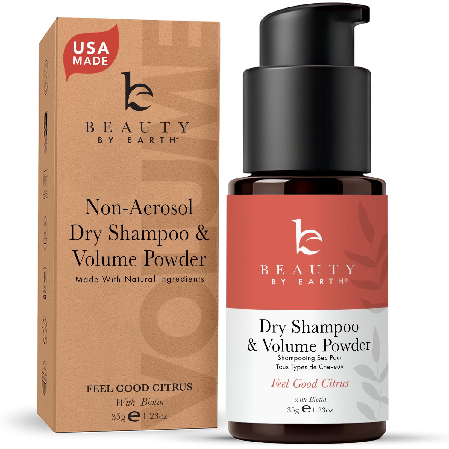 Beauty by Earth Non Aerosol Dry Shampoo Powder – Volumizing, Biotin, Made in USA