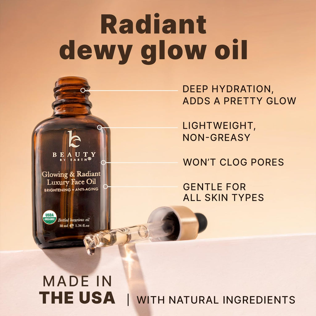 Beauty by Earth USDA Organic Face Oil – USA Made, Hydrating & Non-Comedogenic