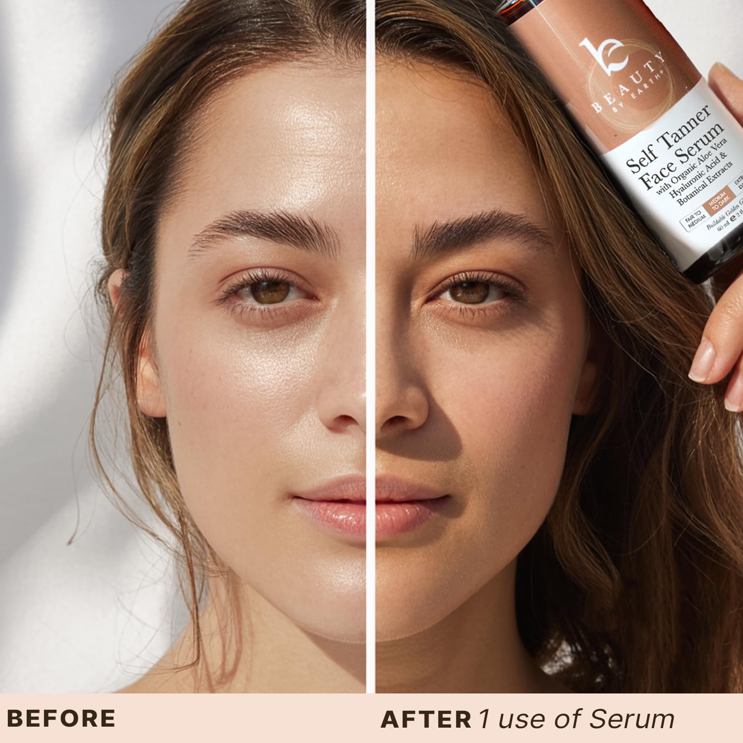 Beauty by Earth Face Tanner Serum – USA Made, Natural & Organic, Hyaluronic Acid, Streak-Free Self Tanner for Face