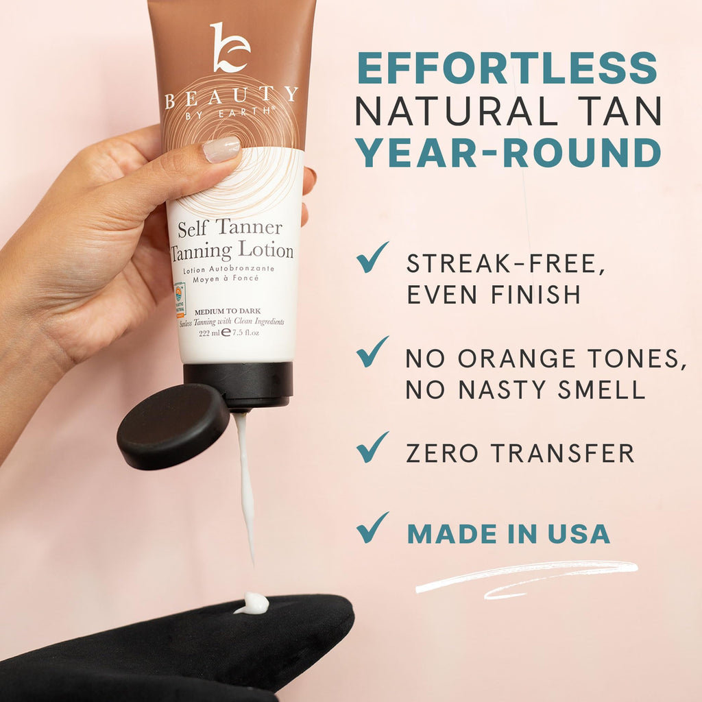 Beauty by Earth Self Tanner Kit – USA Made, Organic & Natural Sunless Tan for Face & Body