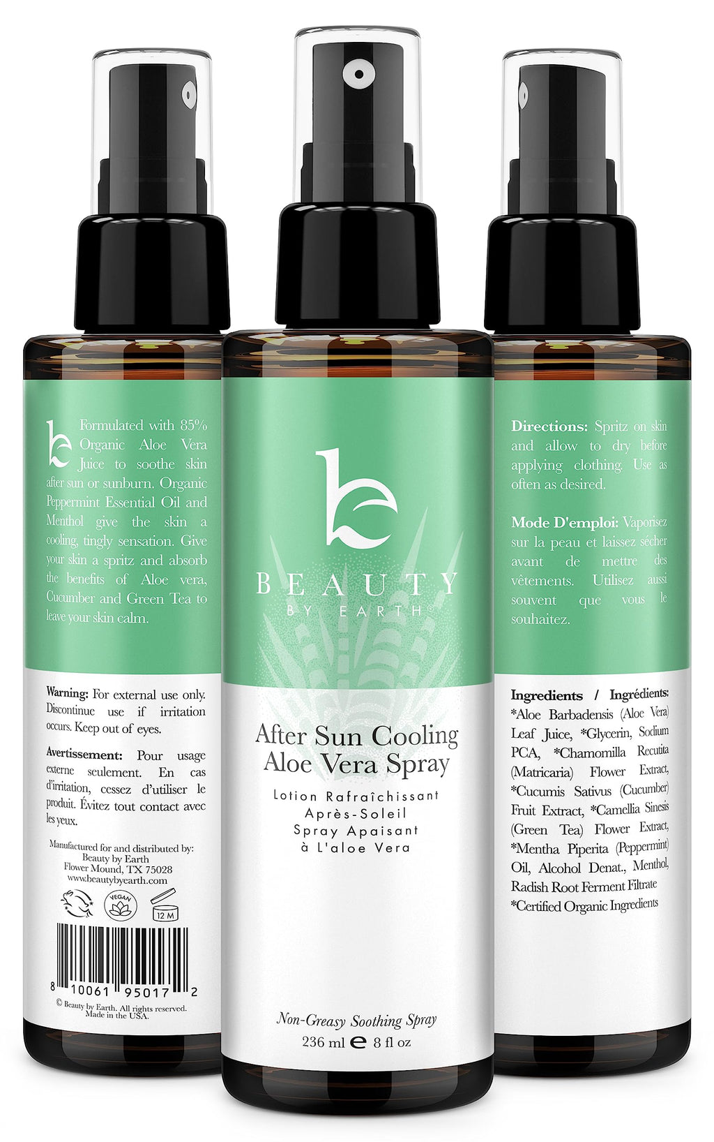 Beauty by Earth After Sun Cooling Aloe Vera Spray – USA Made Sunburn Relief