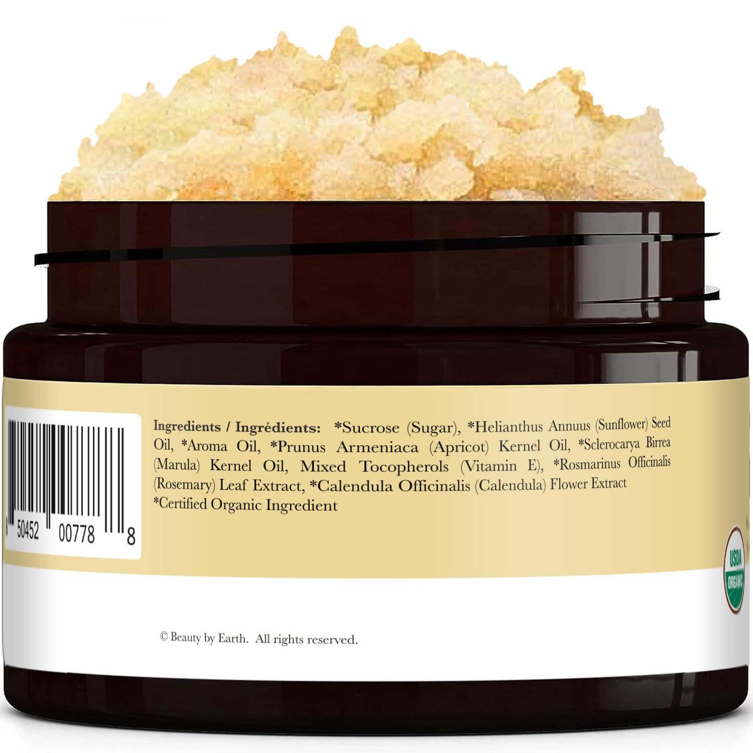 Beauty by Earth Organic Vanilla Coconut Body Scrub – USA Made Sugar Exfoliator