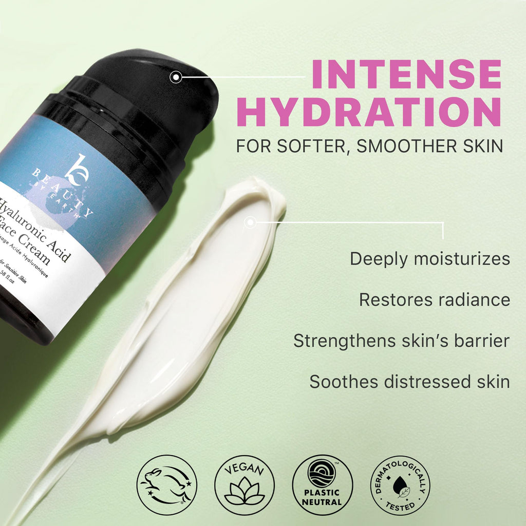 Beauty by Earth Hyaluronic Acid Moisturizer for Face – USA Made, Hydrating and Unscented