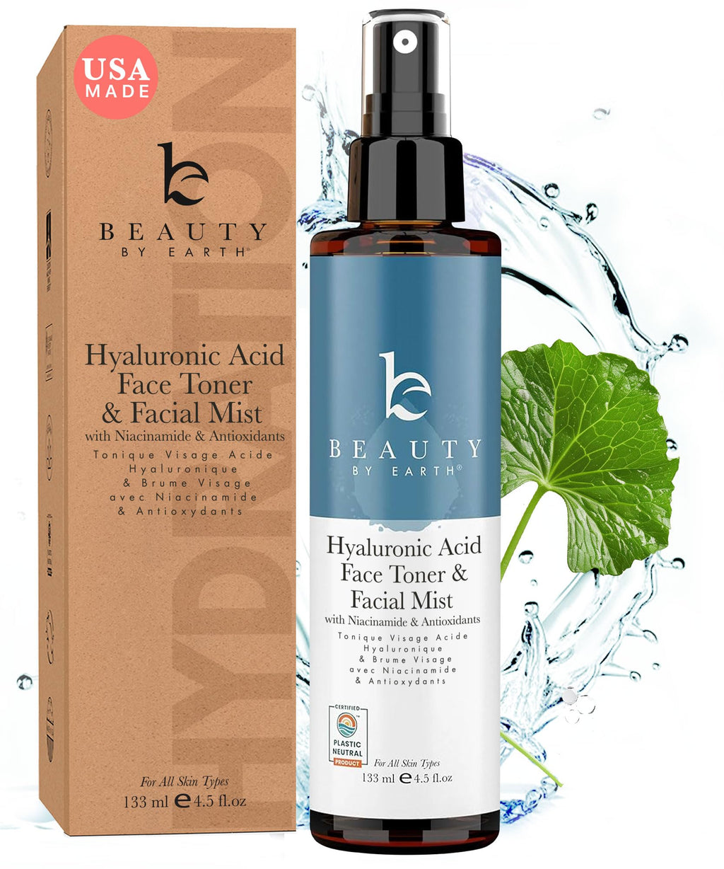 Beauty by Earth Hyaluronic Acid Toner for Face – USA Made, Fragrance-Free Hydration with Niacinamide
