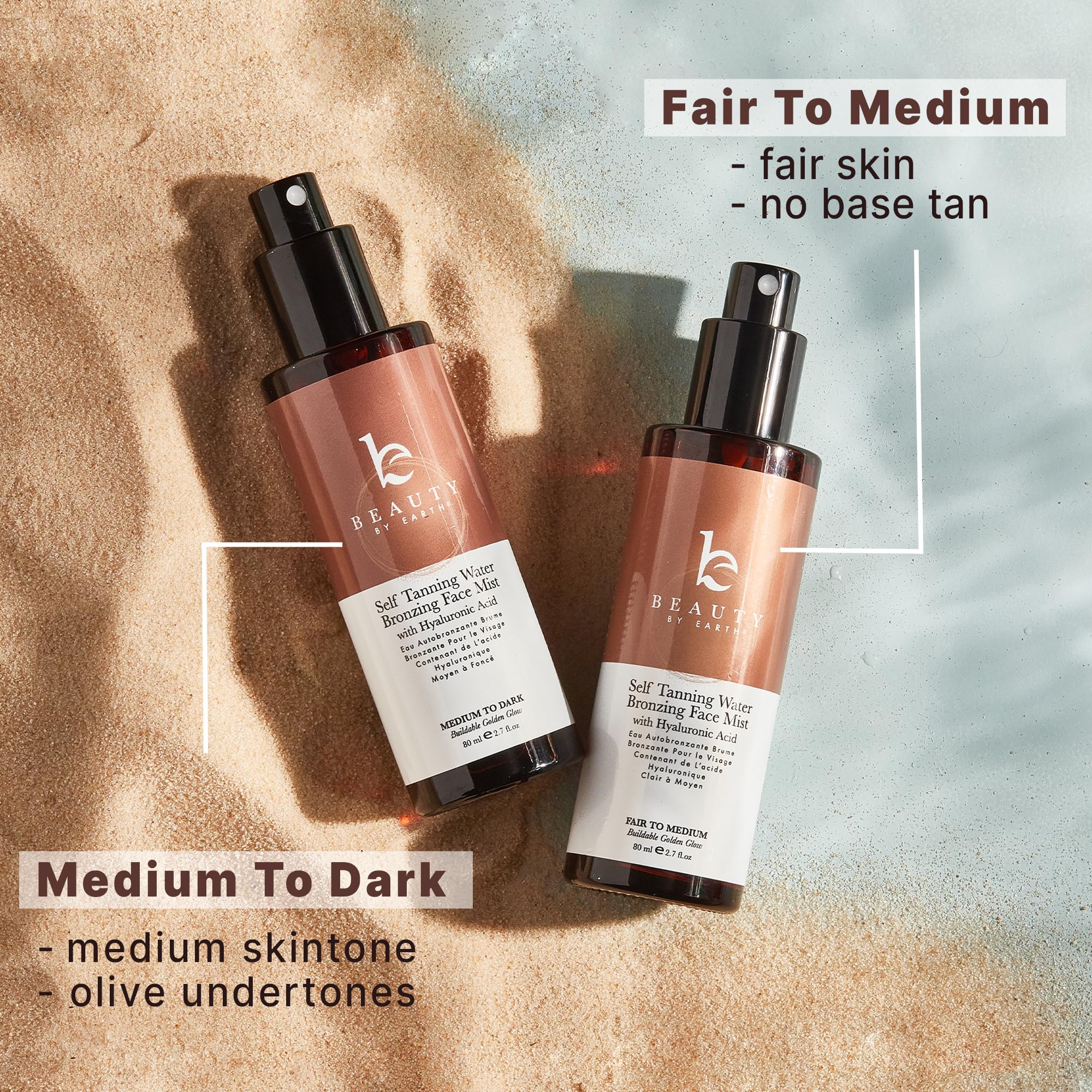 Beauty by Earth Bronzing Face Tanner Spray Mist – Sunless Face Tanning Water (USA Made, Natural & Organic)