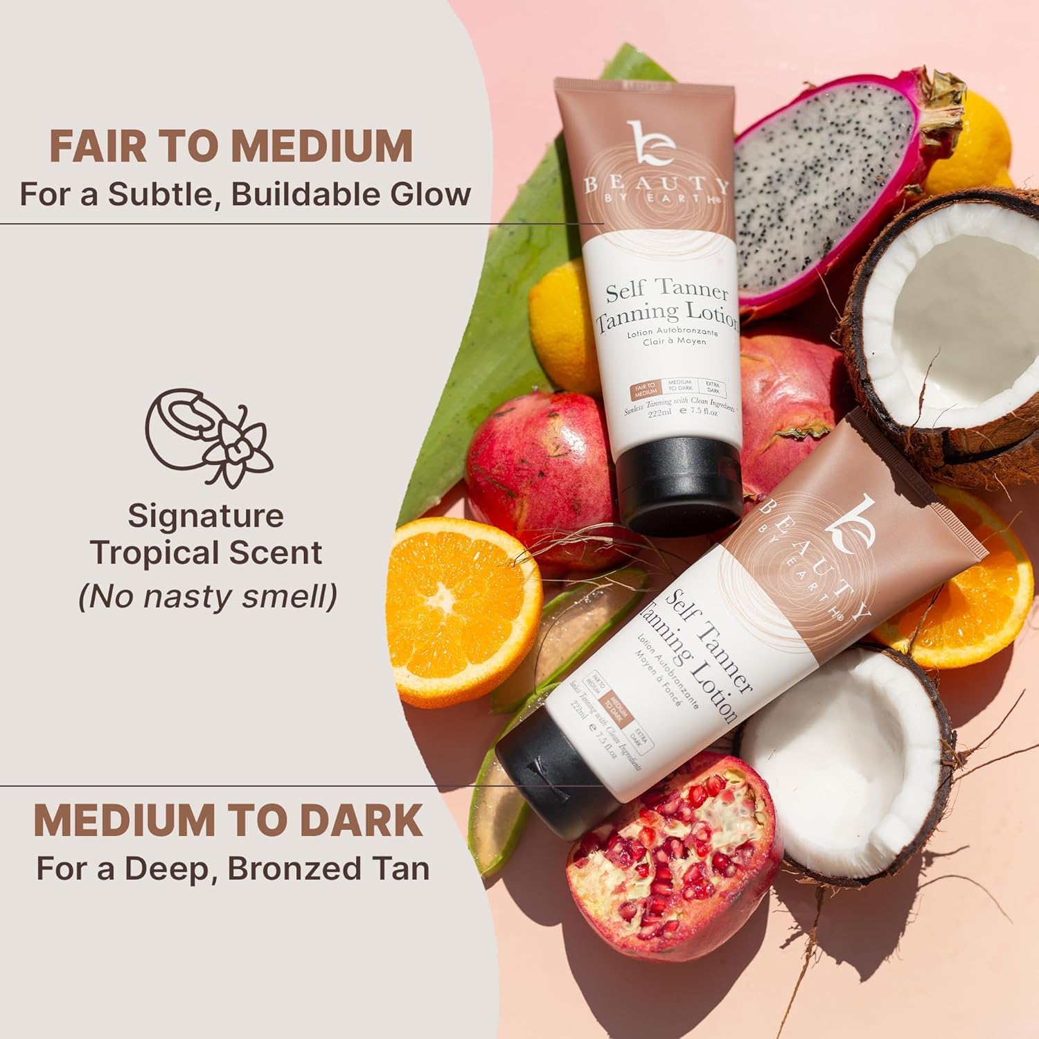 Beauty by Earth Self Tanner with Tanning Mitt – USA Made Sunless Lotion