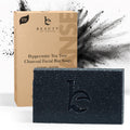 Beauty by Earth Peppermint Tea Tree Charcoal Bar Soap | USA Made, Natural & Organic for Acne & Oily Skin