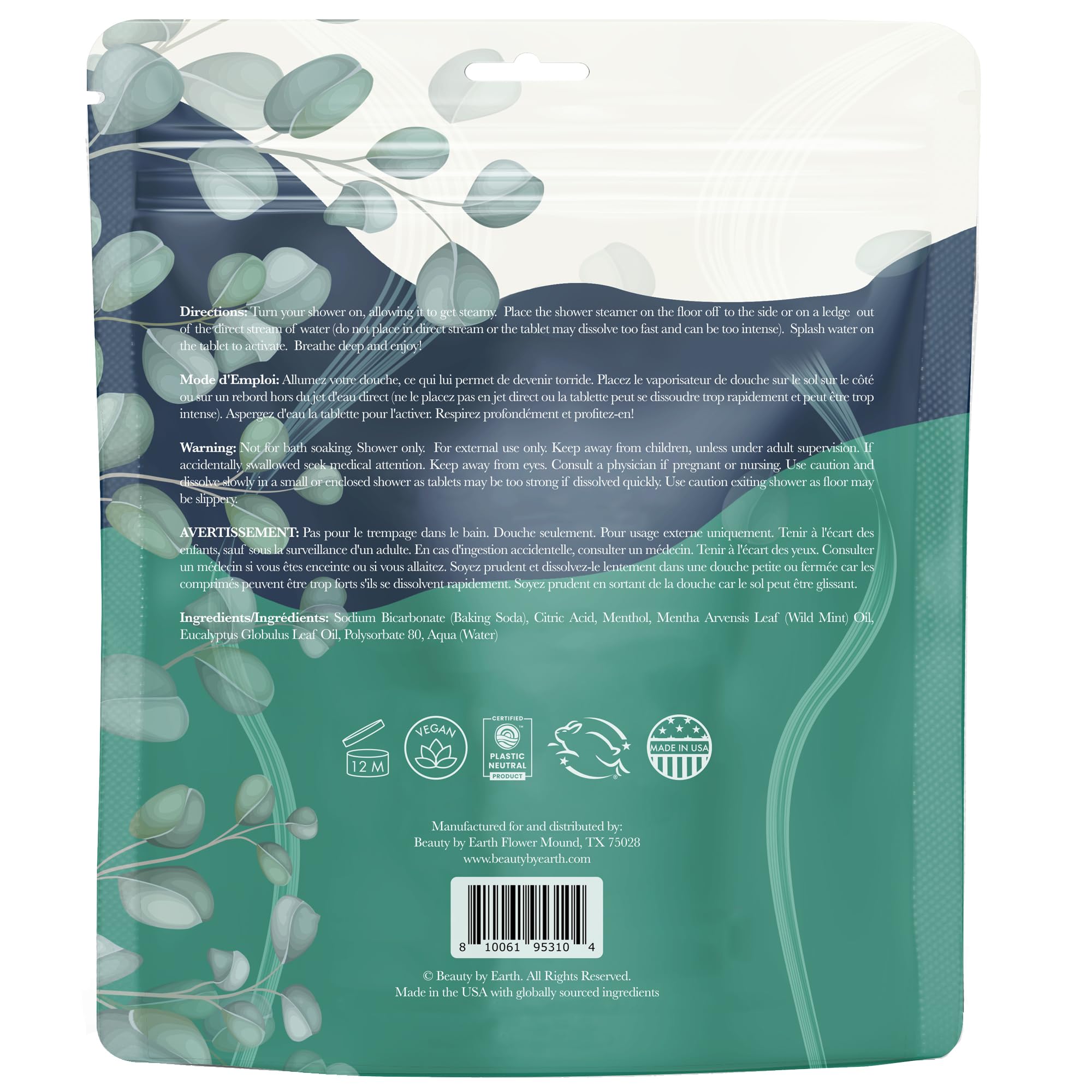 Beauty by Earth Shower Steamers Aromatherapy – USA Made, Eucalyptus & Menthol, Large Shower Bombs