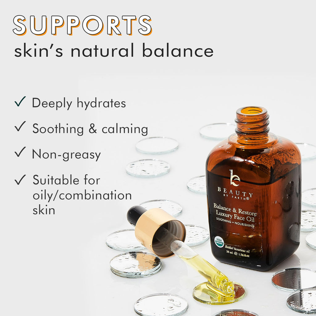Beauty by Earth USDA Organic Face Oil - USA Made for Acne-Prone & Oily Skin