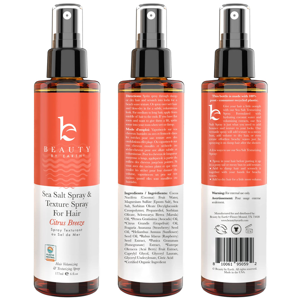 Beauty by Earth Sea Salt Spray – Aloe-Enhanced Beach Waves, Texture & Volume