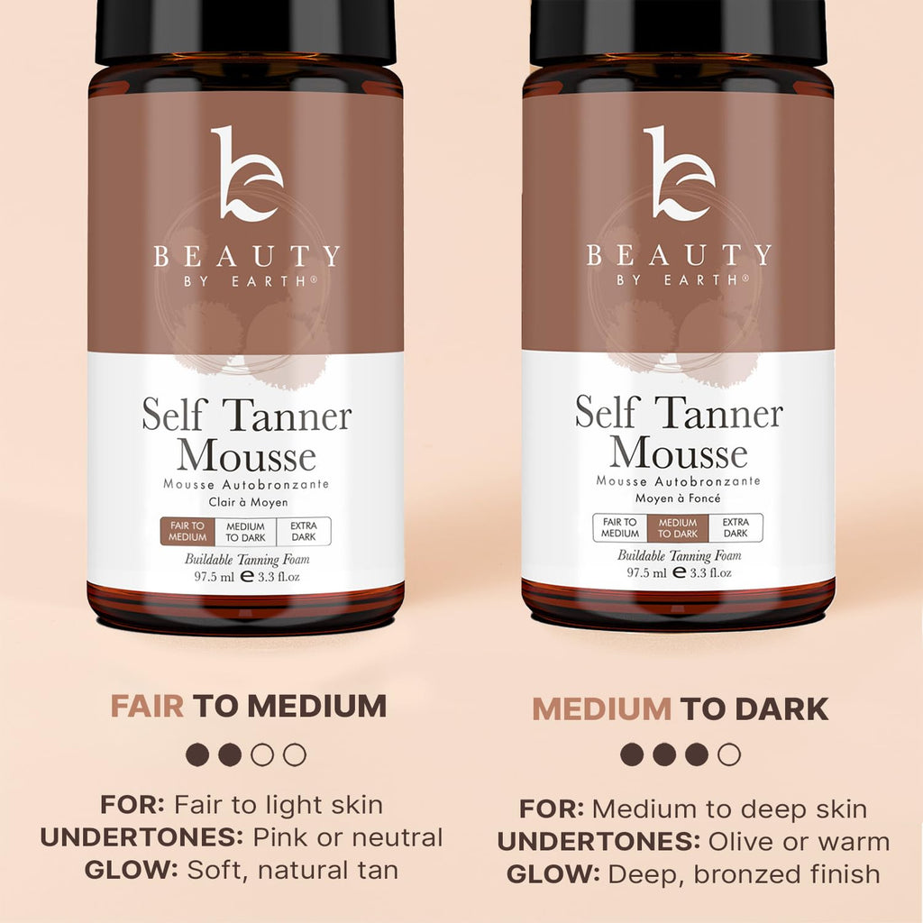 Beauty by Earth Self Tanner Mousse – USA Made, Natural Glow, Non-Toxic