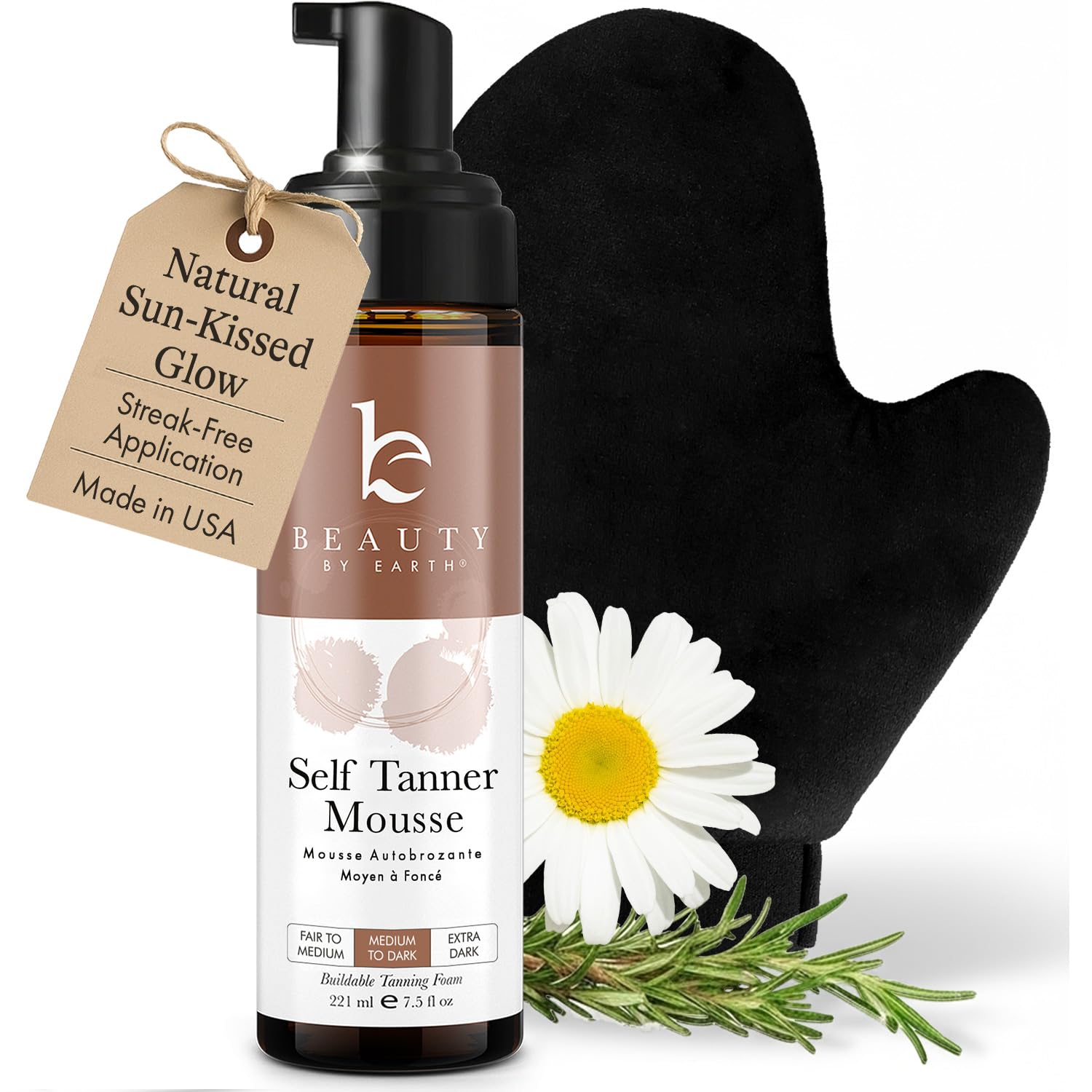 Beauty by Earth Self Tanner Mousse Kit — USA Made, Natural & Organic