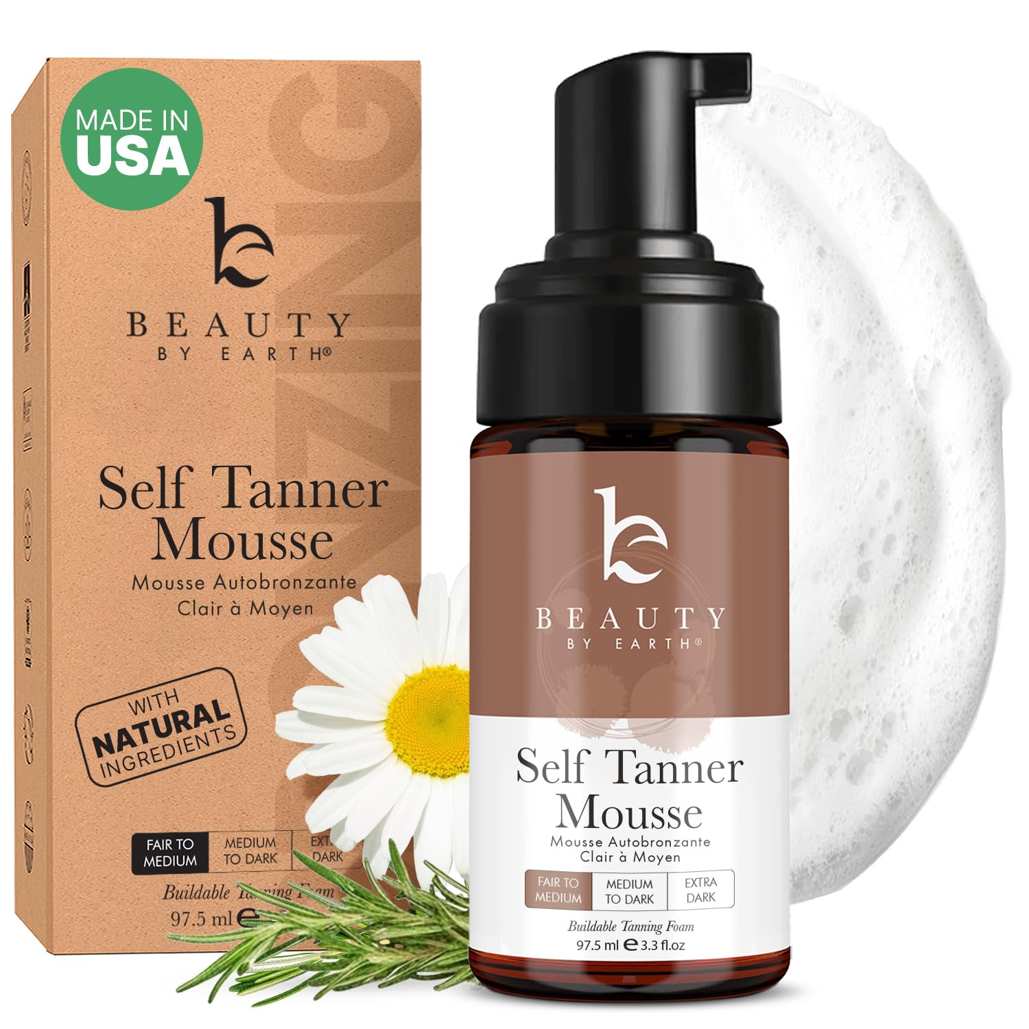 Self Tanner Mousse – USA Made with Natural & Organic Ingredients | Beauty by Earth
