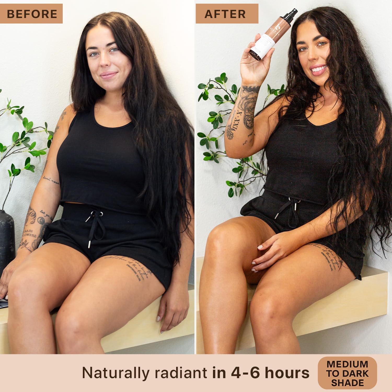 Beauty by Earth Self Tanner Spray – USA Made, Natural & Organic, Quick-Dry Sunless Tan (Light–Dark)