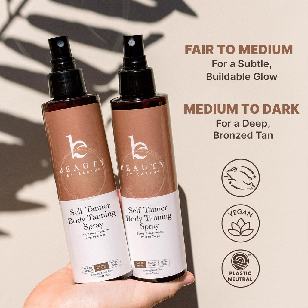 Beauty by Earth Self Tanner Spray – USA Made, Natural Ingredients, Quick-Dry Sunless Tan (Fair to Medium)