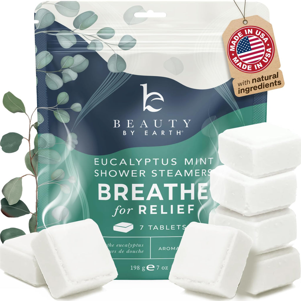 Beauty by Earth Shower Steamers Aromatherapy – USA Made, Eucalyptus & Menthol, Large Shower Bombs
