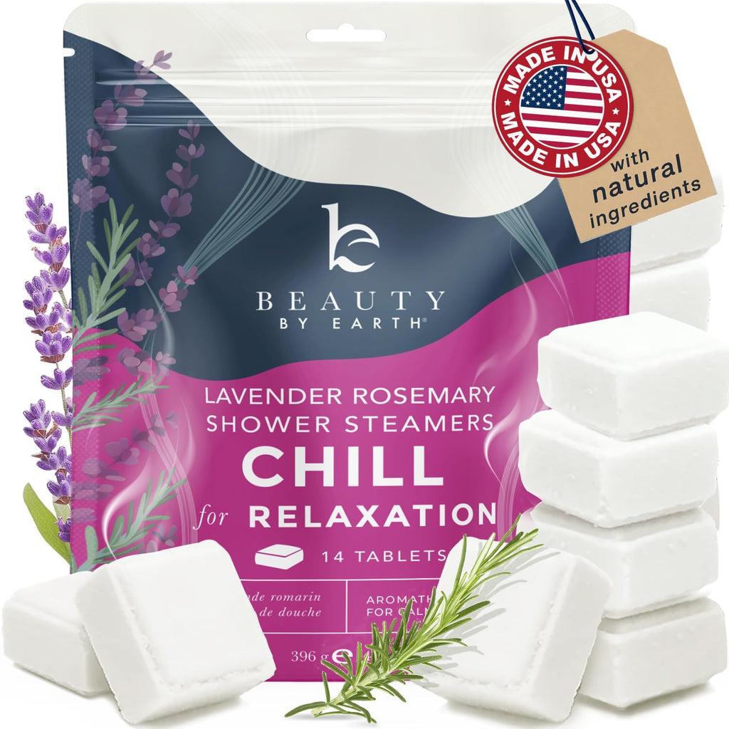 Beauty by Earth Lavender Shower Steamers – USA Made, Natural Aromatherapy, Gift-Ready Tablets