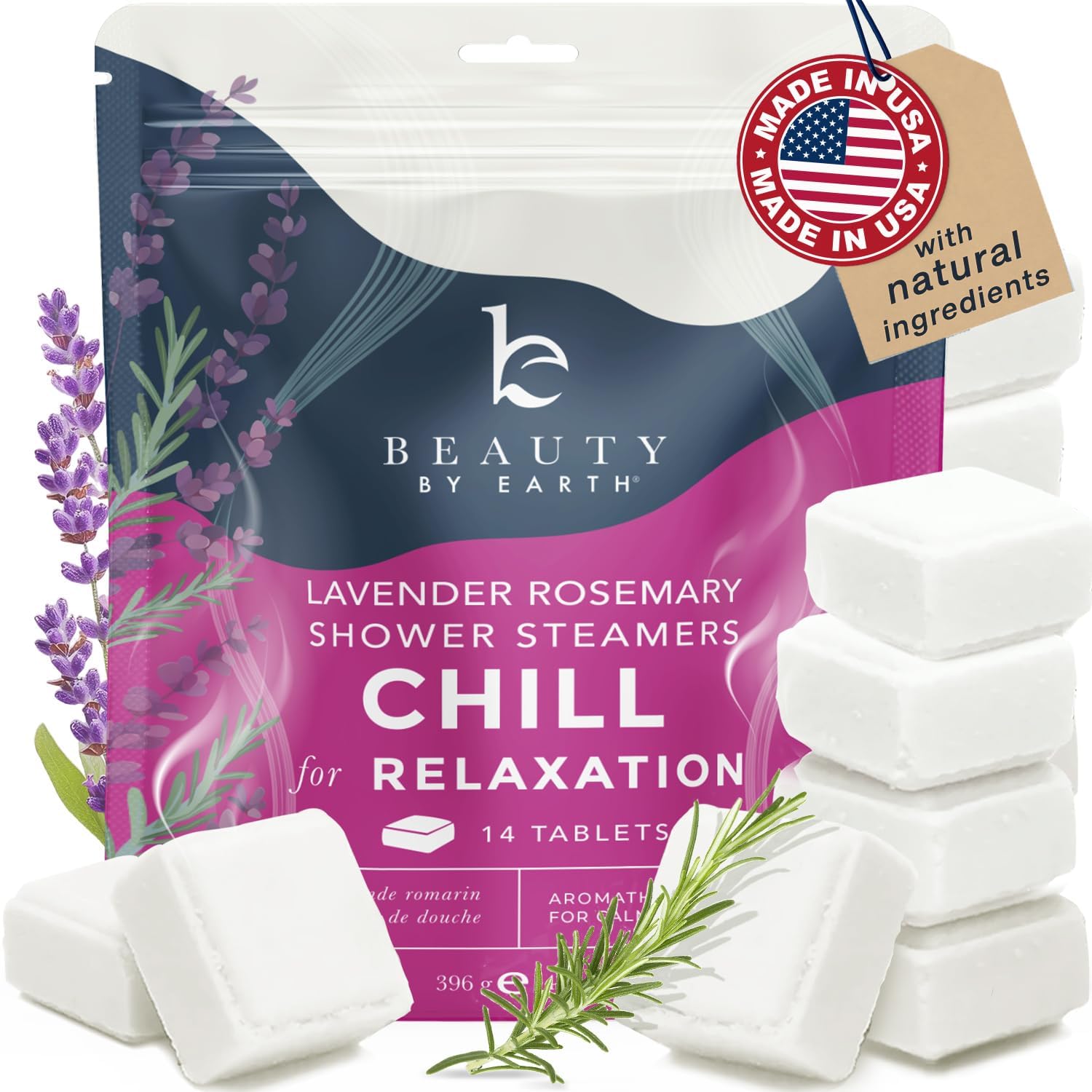 Beauty by Earth Lavender Shower Steamers – USA Made, Natural Aromatherapy, Gift-Ready Tablets