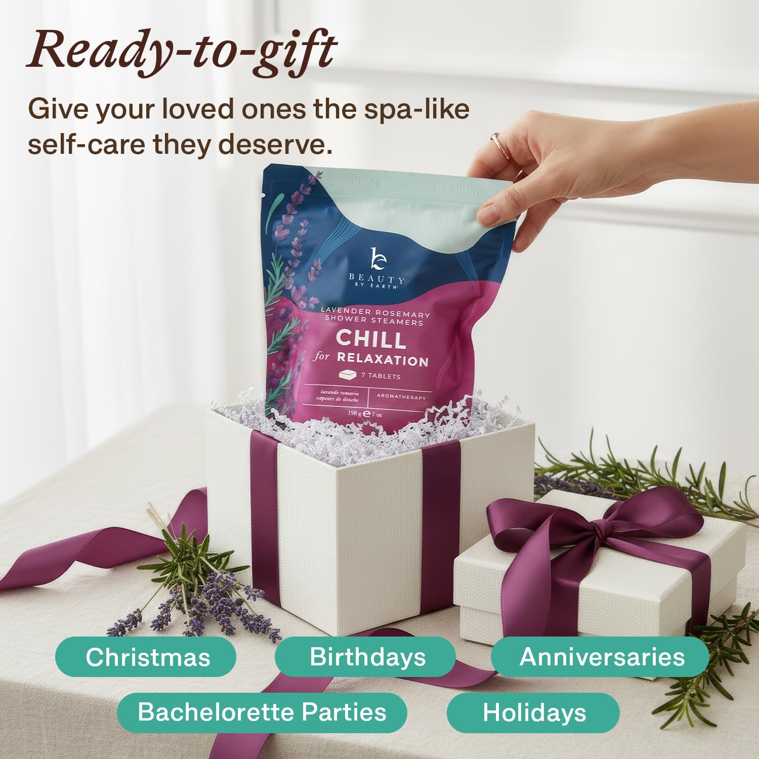 Beauty by Earth Lavender Shower Steamers – USA Made, Natural Aromatherapy, Gift-Ready Tablets