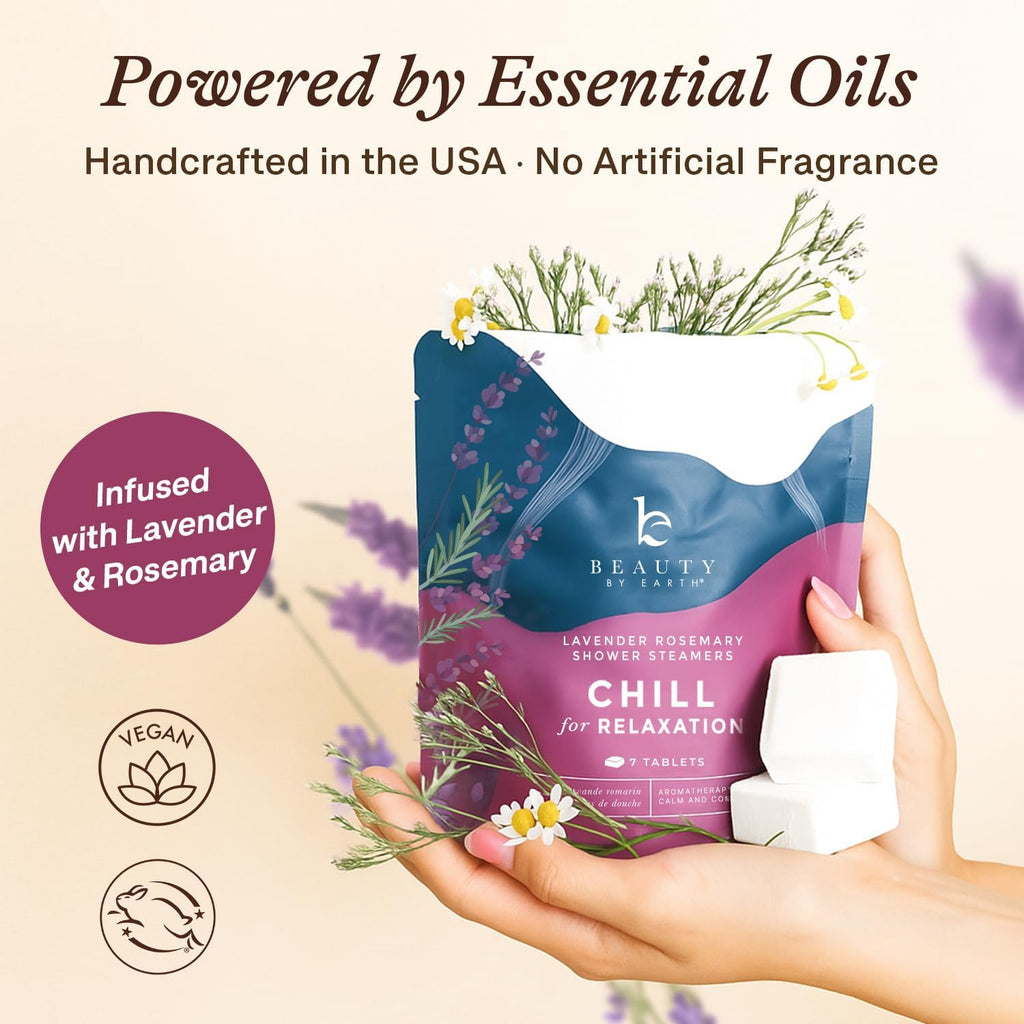Beauty by Earth Lavender Shower Steamers – USA Made, Natural Aromatherapy, Gift-Ready Tablets