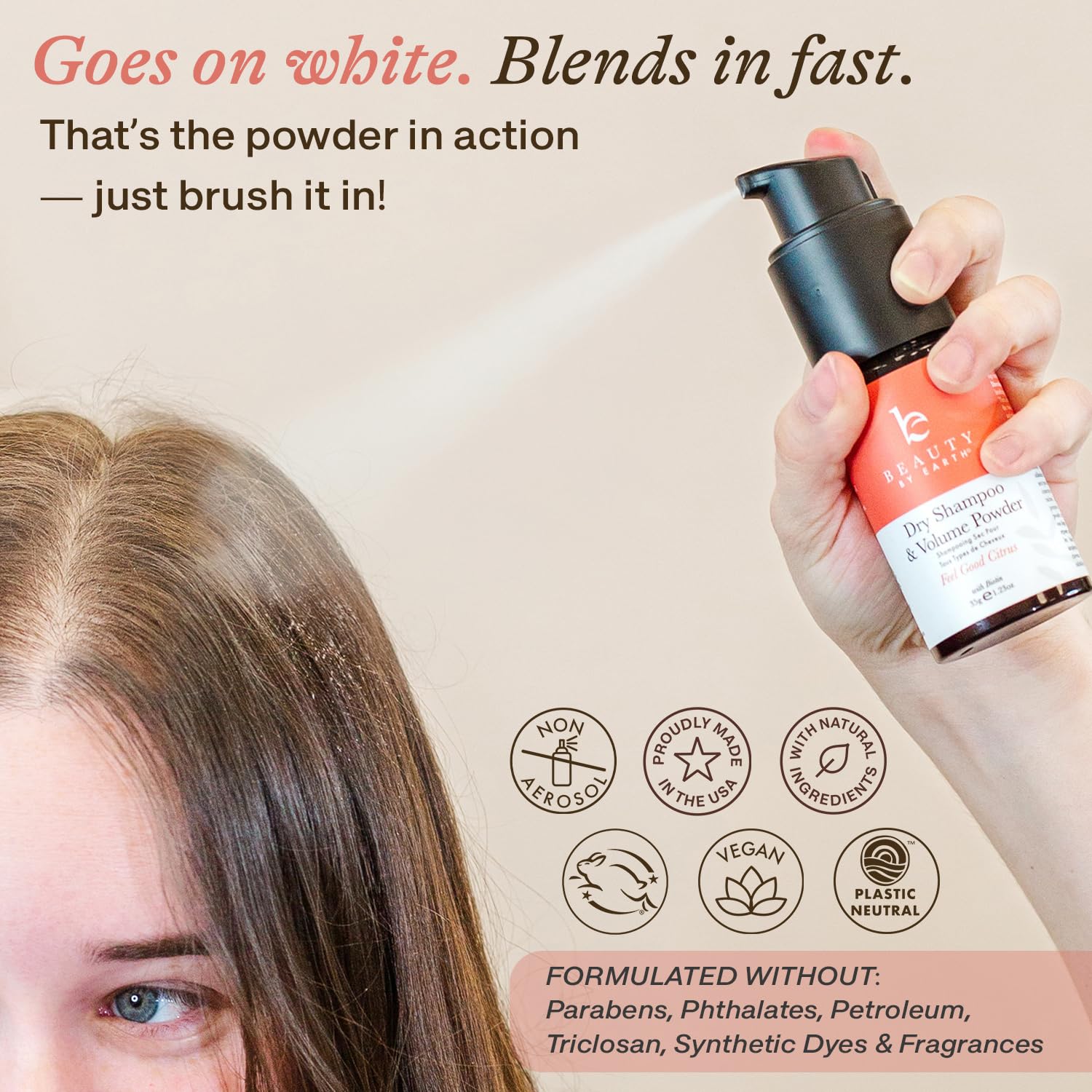 Beauty by Earth Non Aerosol Dry Shampoo Powder – Volumizing, Biotin, Made in USA