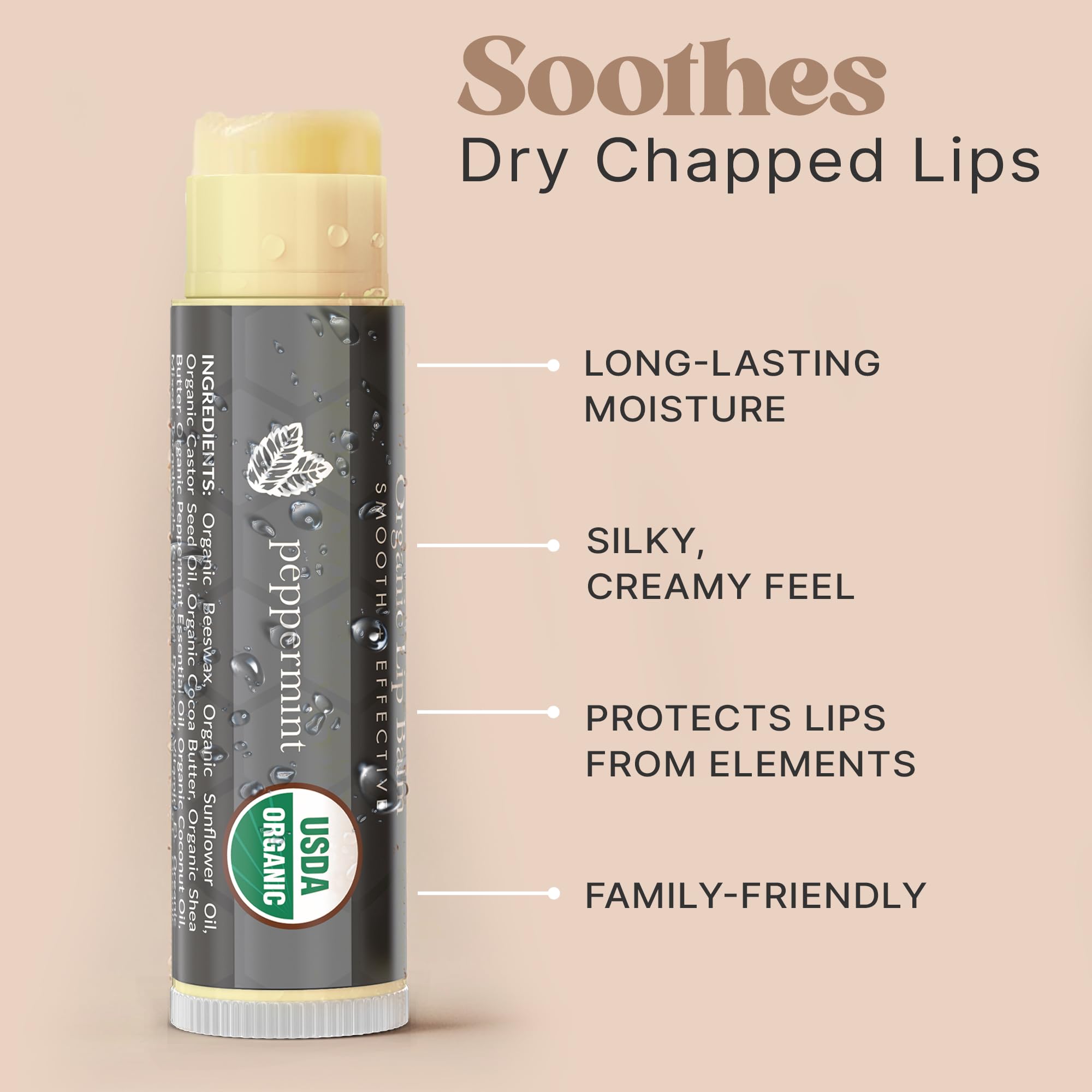 Beauty by Earth USDA Organic Peppermint Lip Balm | USA Made Lip Moisturizer