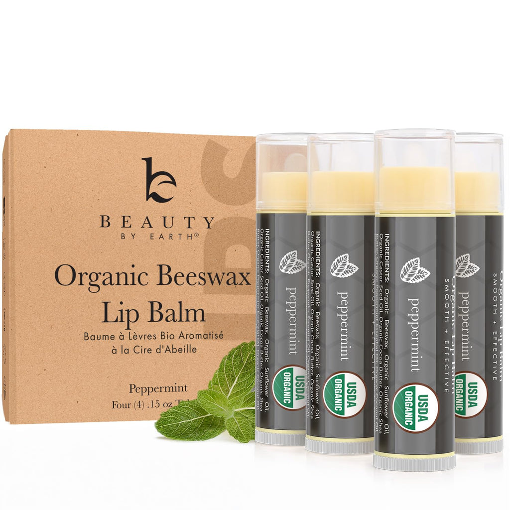 Beauty by Earth USDA Organic Peppermint Lip Balm | USA Made Lip Moisturizer