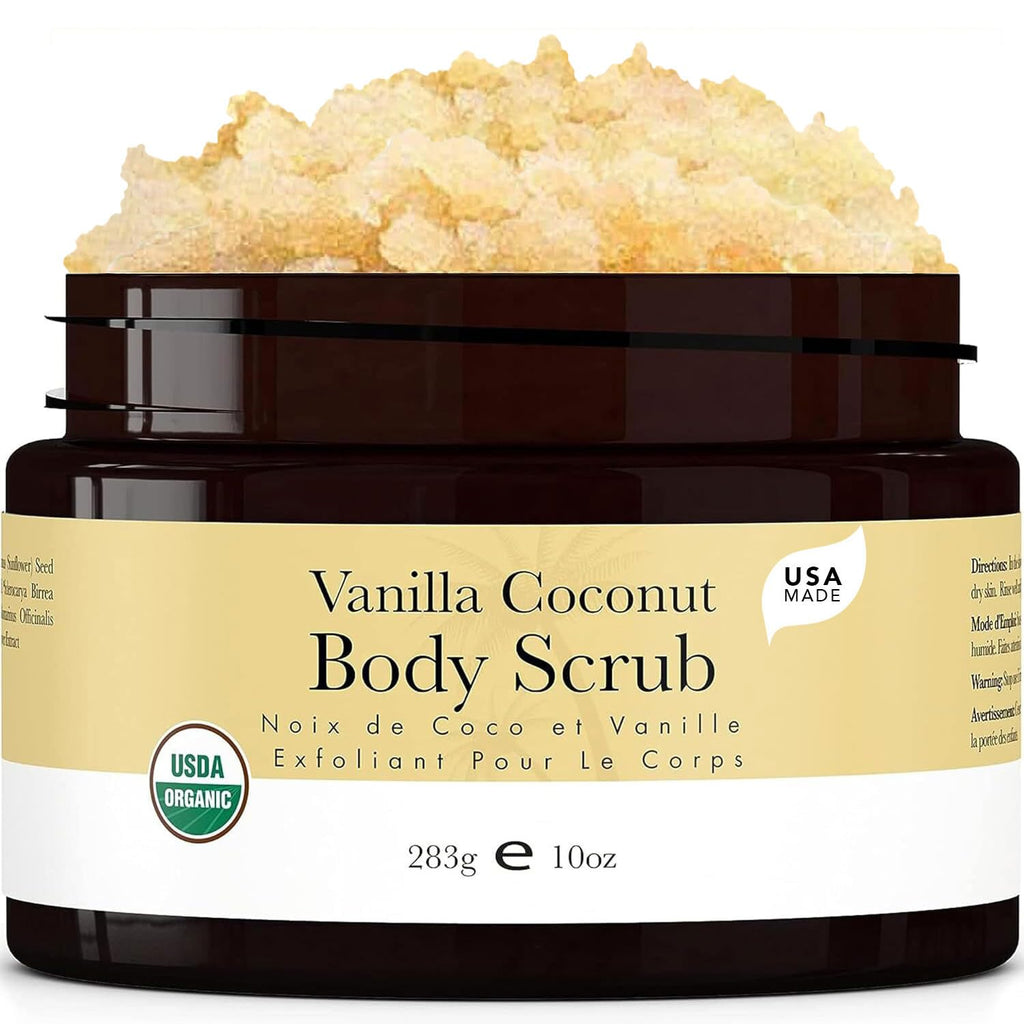 Beauty by Earth Organic Vanilla Coconut Body Scrub – USA Made Sugar Exfoliator