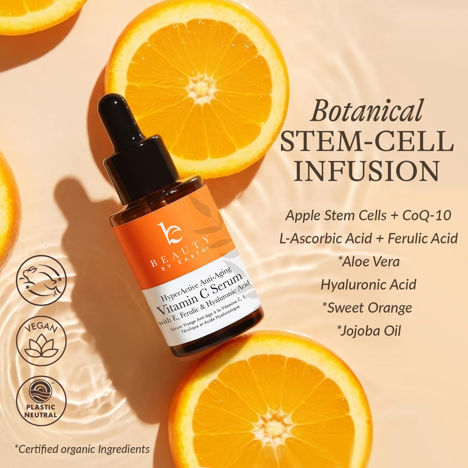 Beauty by Earth Vitamin C Serum – Made in USA, Organic & Brightening
