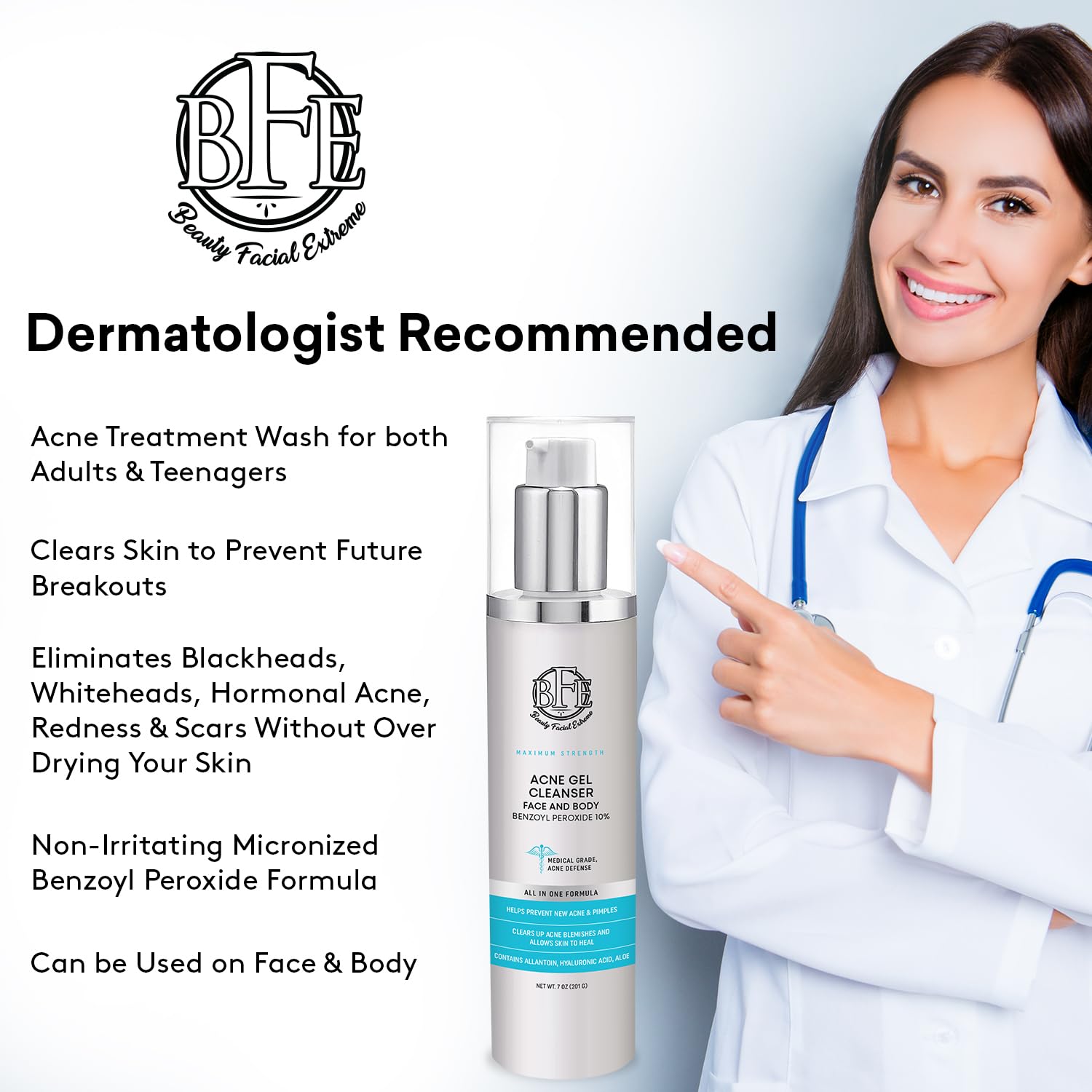 Beauty Facial Extreme Acne Face Wash 10% Benzoyl Peroxide – Deep Cleansing for Oily Skin & Breakouts