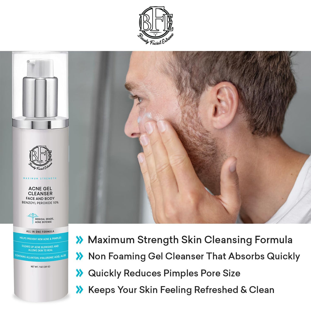 Beauty Facial Extreme Acne Face Wash 10% Benzoyl Peroxide – Deep Cleansing for Oily Skin & Breakouts