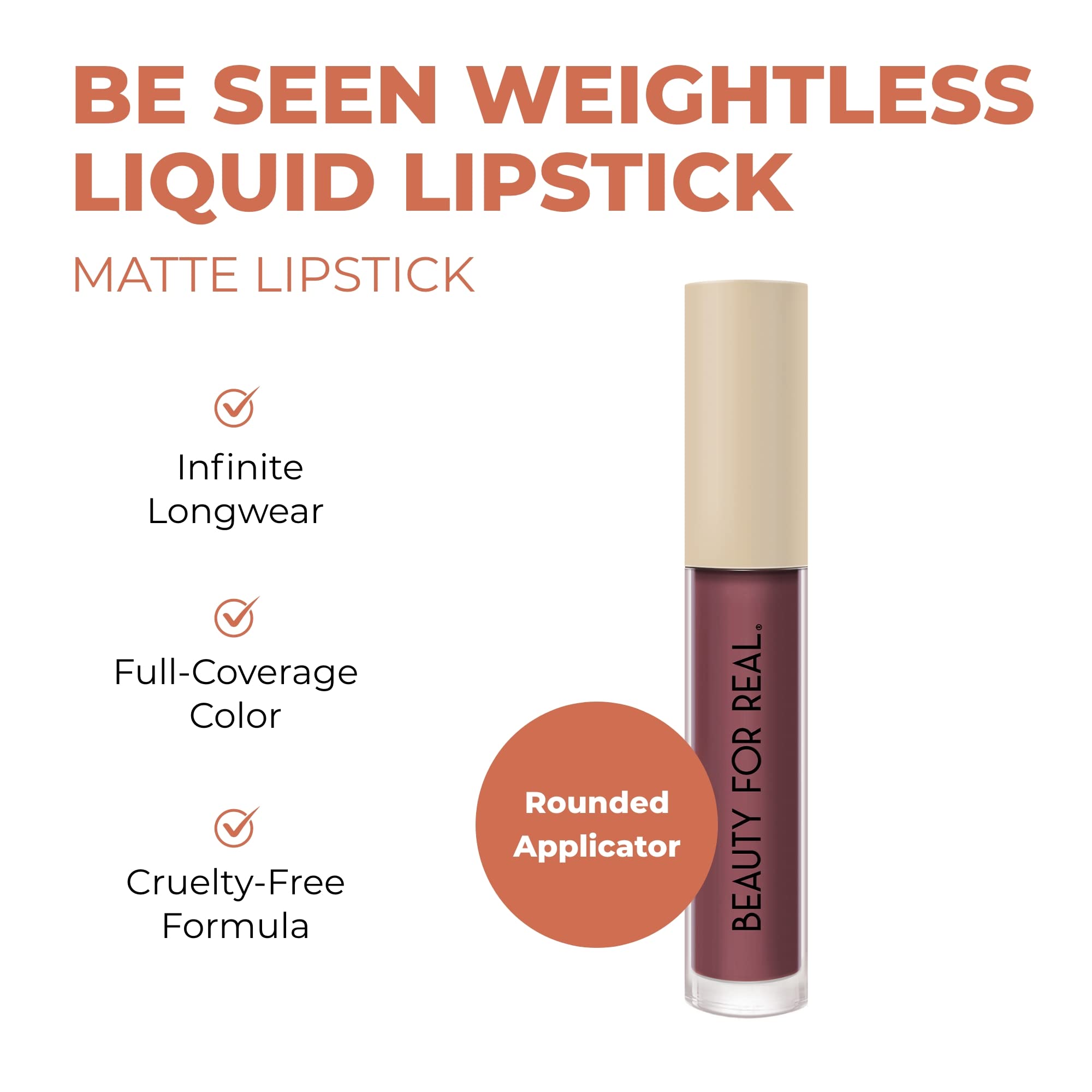 Beauty For Real Be Seen Weightless Liquid Lipstick – Chestnut Rose | Matte, Longwear
