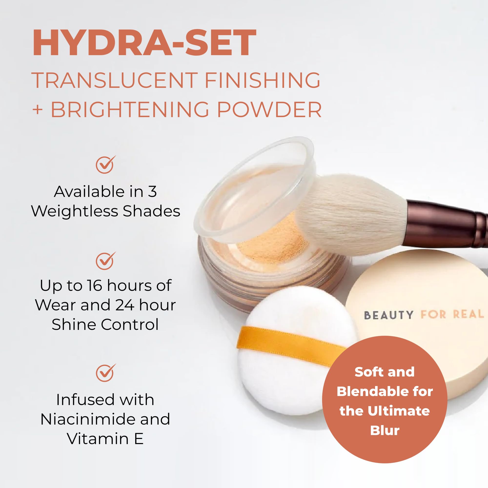 Beauty For Real Hydra-Set Translucent Finishing & Brightening Powder – 16h Wear