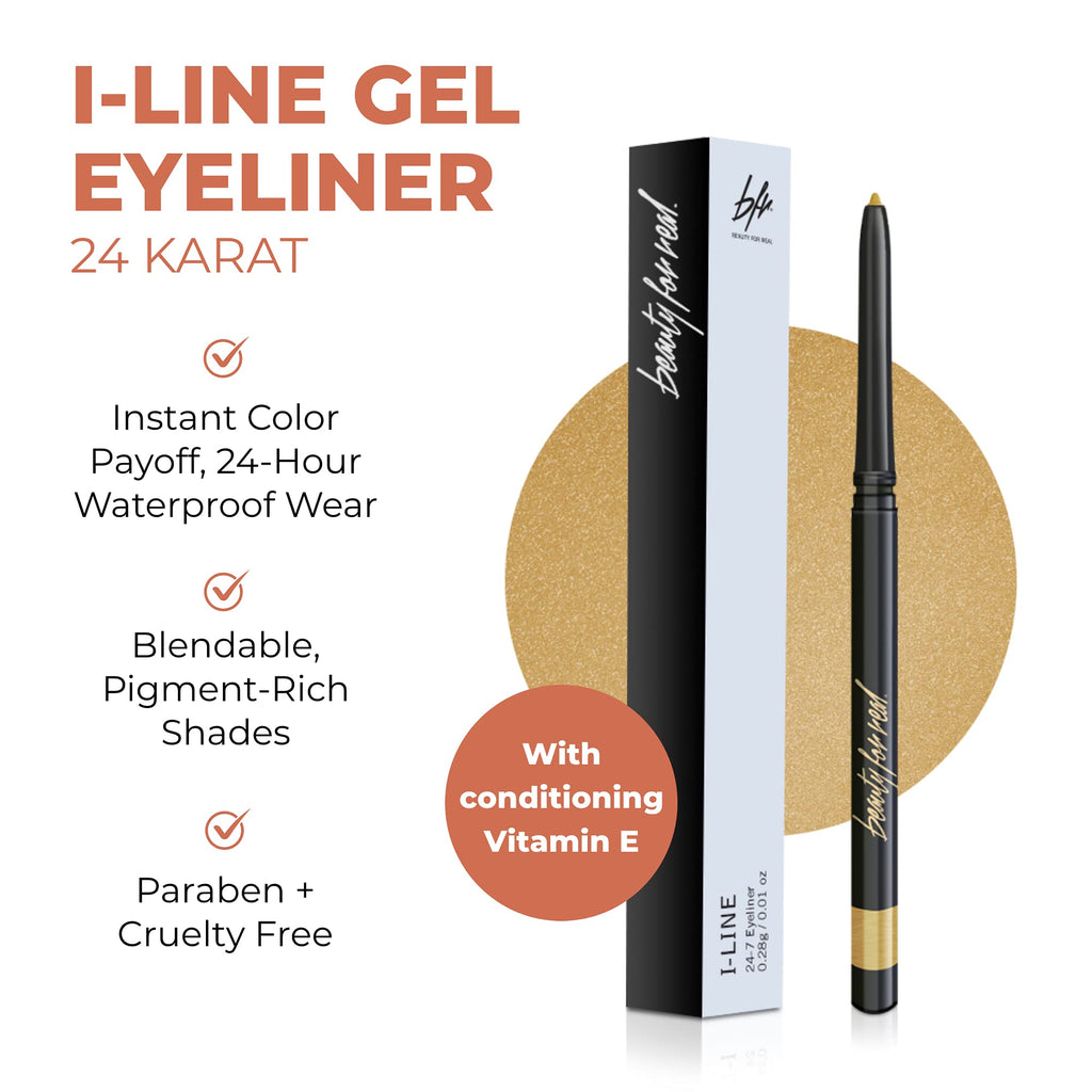 Beauty For Real I-Line 24-7 Eyeliner, 24 Karat Gold – Waterproof Gel