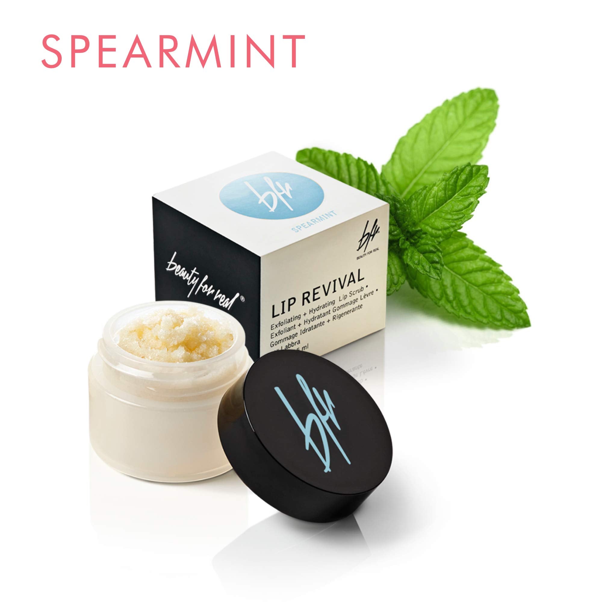 Beauty For Real Lip Revival Set of 2 – Exfoliating Sugar Lip Scrub in Orange Spice & Spearmint | Organic, Vegan, Cruelty-Free