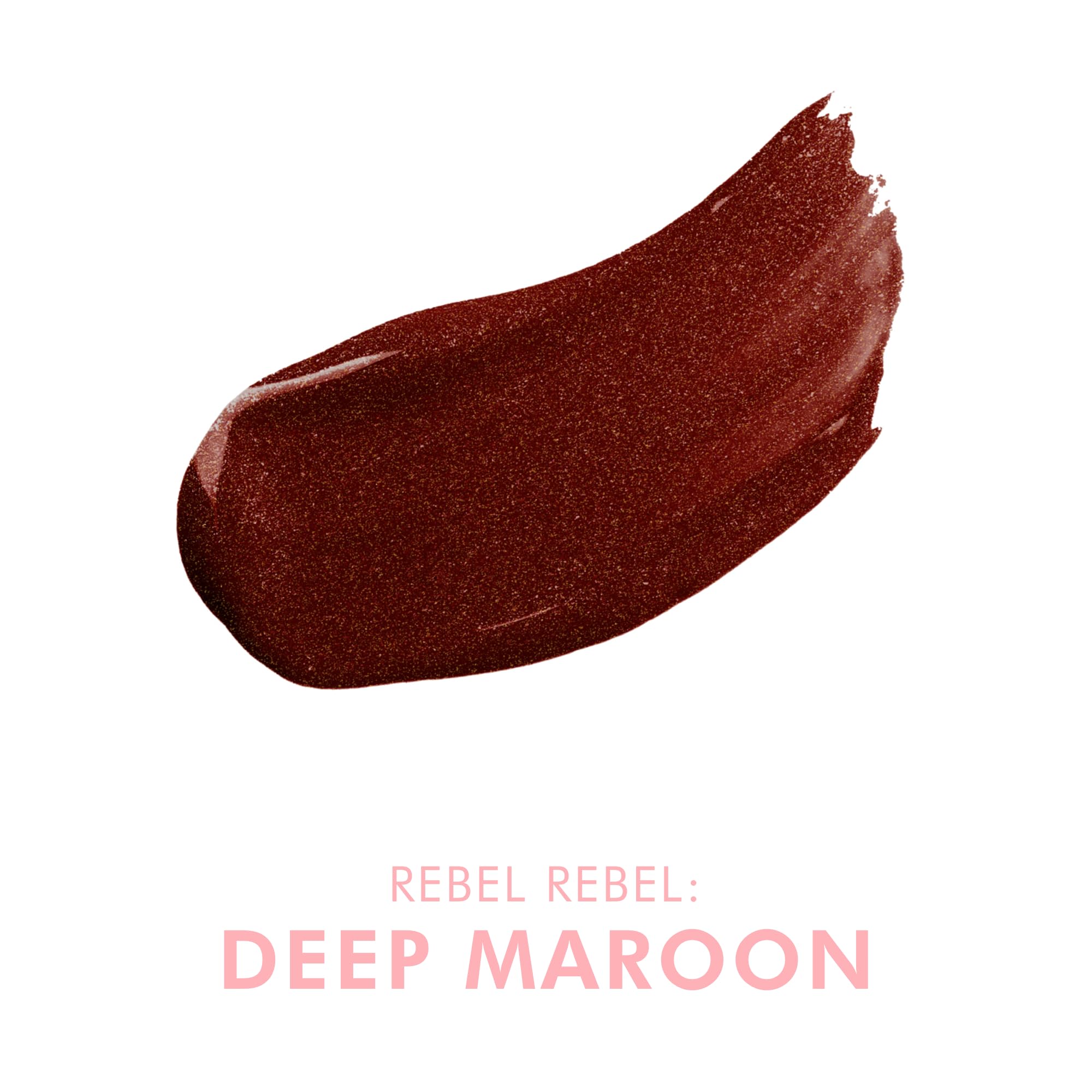 Beauty For Real Rebel Rebel Lip Gloss – Deep Maroon Metallic, Non-Sticky Plumping & Hydrating