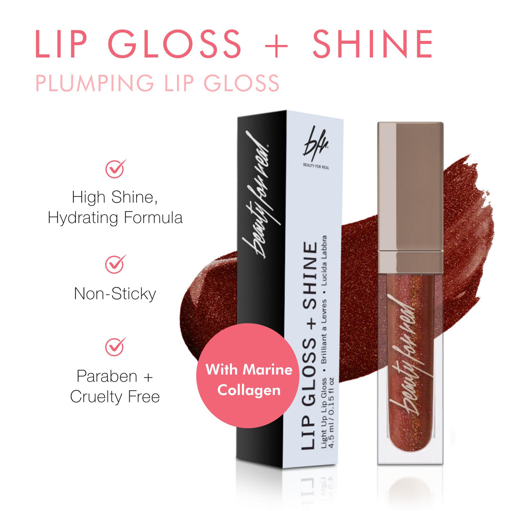 Beauty For Real Rebel Rebel Lip Gloss – Deep Maroon Metallic, Non-Sticky Plumping & Hydrating