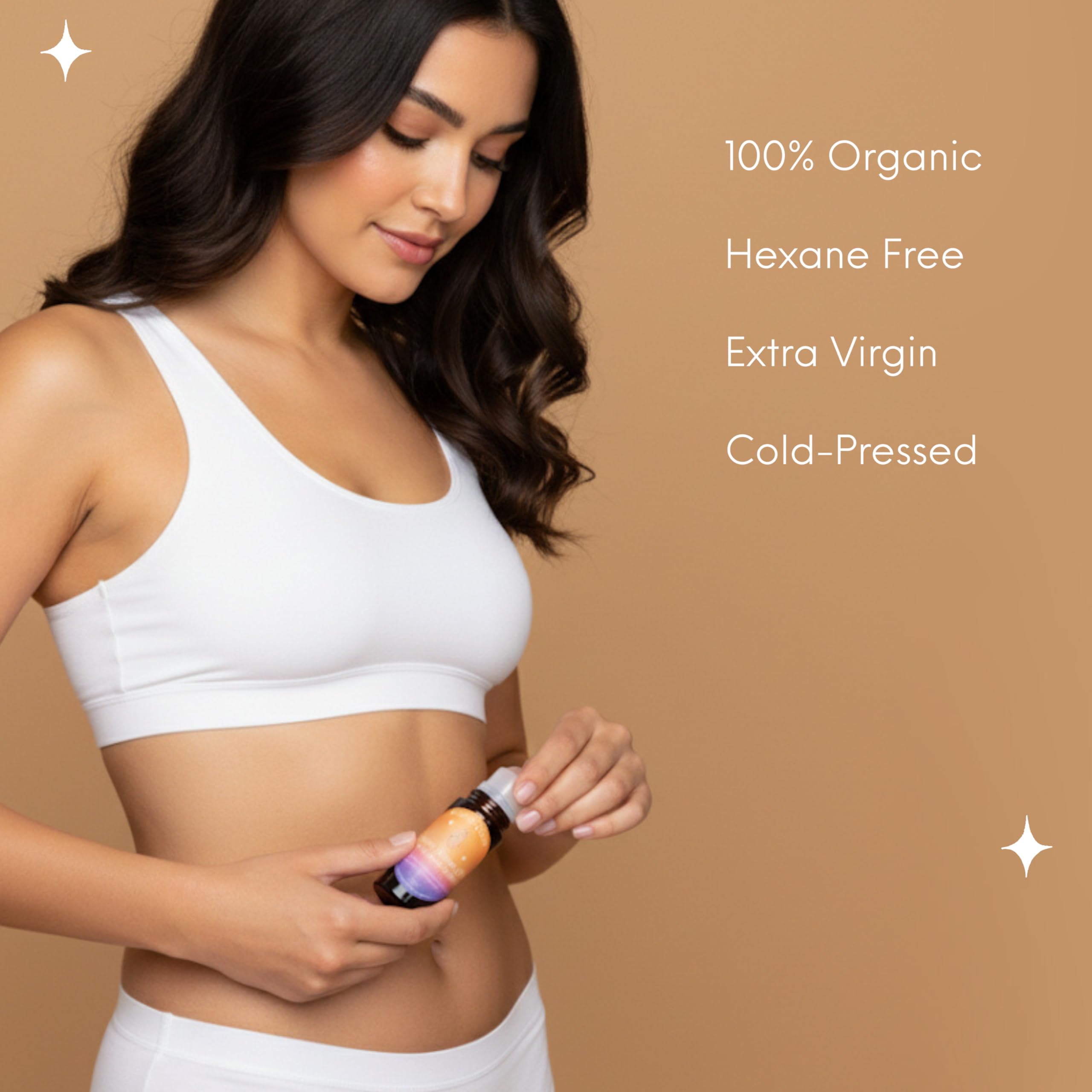 Beauty Glow Organic Cold-Pressed Castor Oil with Rose Quartz Roll-On – USA Made, Hexane Free, 1.69 oz