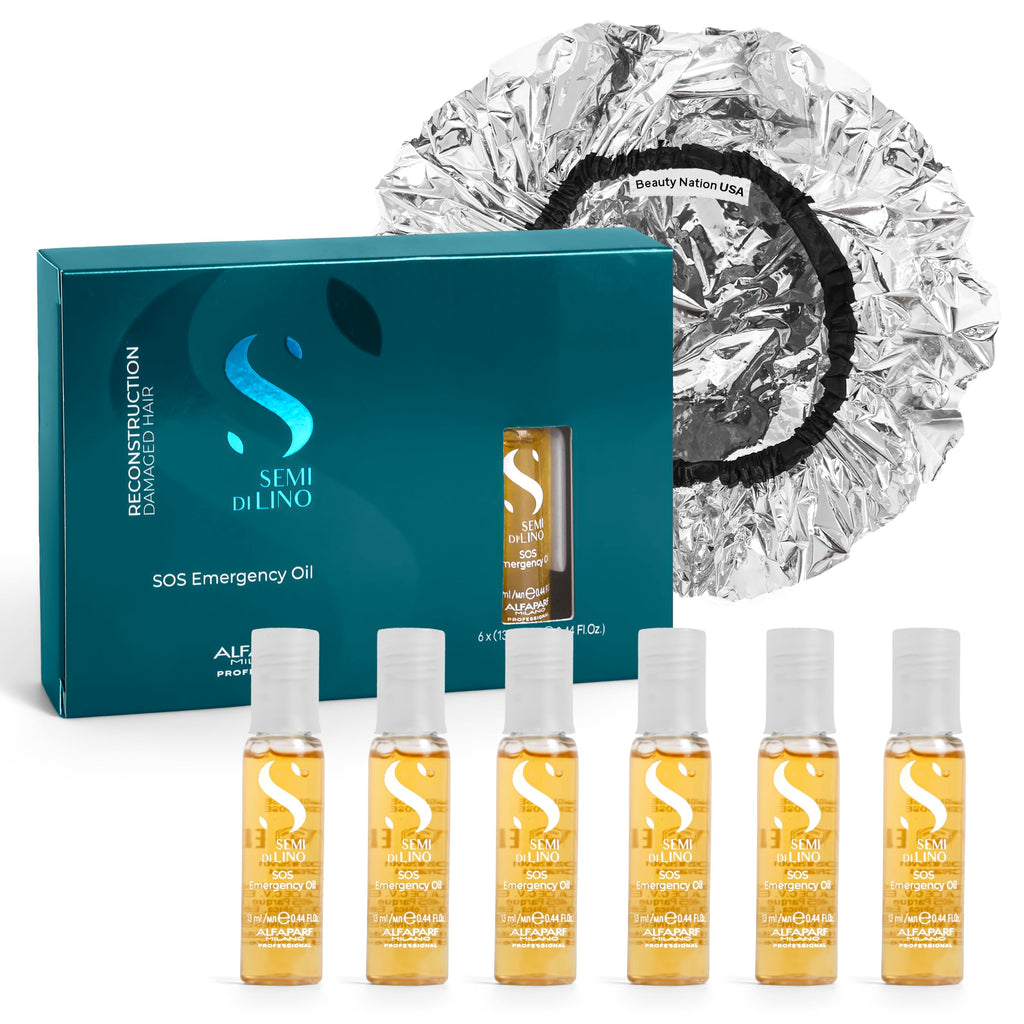 Alfaparf SOS Reconstruction Reparative Emergency Oil — 6 Vials + Conditioning Cap | Beauty Nation USA