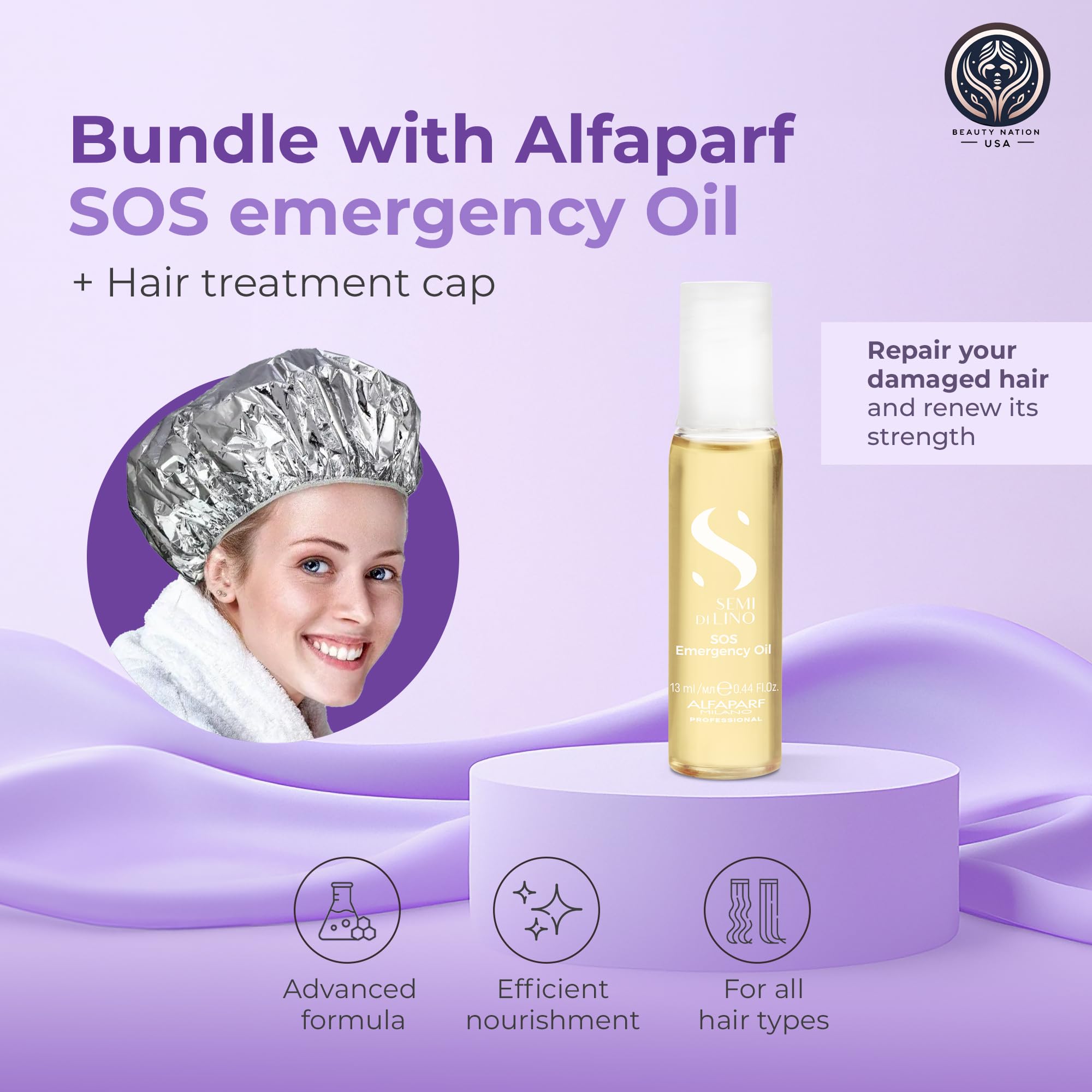 Alfaparf SOS Reconstruction Reparative Emergency Oil — 6 Vials + Conditioning Cap | Beauty Nation USA