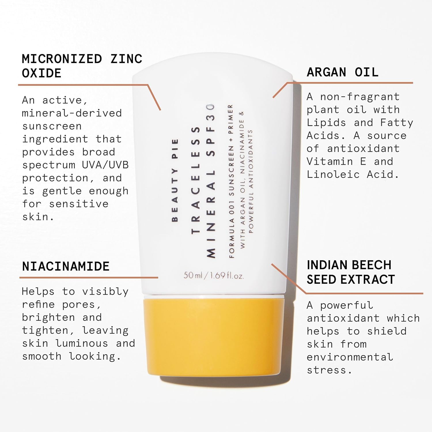Beauty Pie Traceless Mineral Sunscreen + Primer SPF 30 – Invisible Mineral Protection (50 ml)