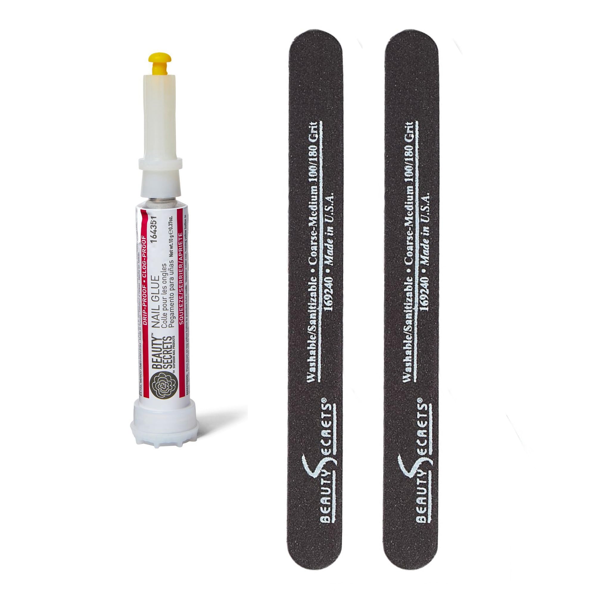 Beauty Secrets Drip & Clog Proof Nail Glue Bundle with File – 2 Pack
