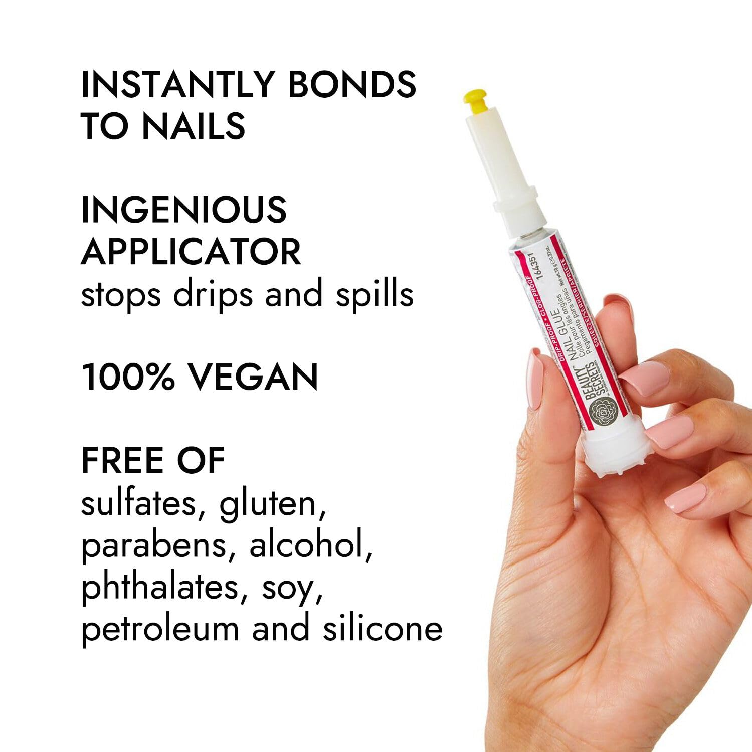 Beauty Secrets Drip & Clog Proof Nail Glue (3 Pack) – Quick-Dry, Strong Bond, Portable