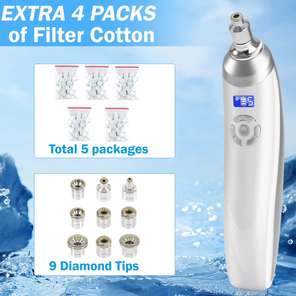 Beauty Star Upgraded Cordless Diamond Micro-dermabrasion Machine | Portable Facial Skin Care & Pore Vacuum Kit