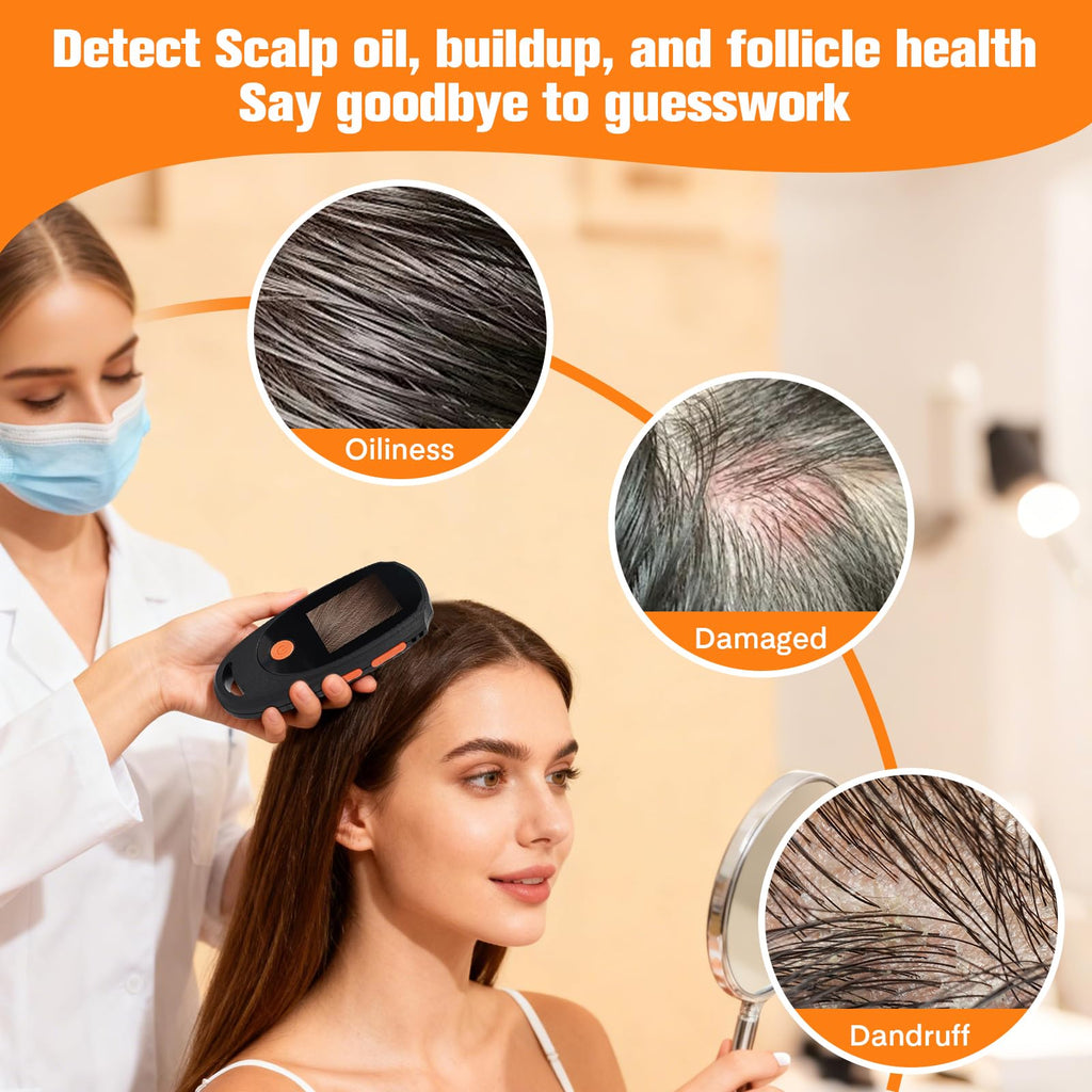 Beauty Star Dermatoscope 500x – Handheld Skin & Scalp Microscope, 8 LED, 1080P Display