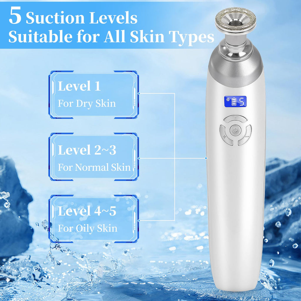 Beauty Star Upgraded Cordless Diamond Micro-dermabrasion Machine | Portable Facial Skin Care & Pore Vacuum Kit
